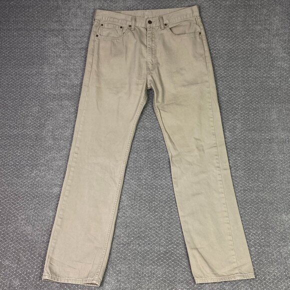 Levi's 505 Jeans Pants Men's 36 x 34 Tan Brown Regular Fit Straight Leg 0718 - Picture 1 of 13